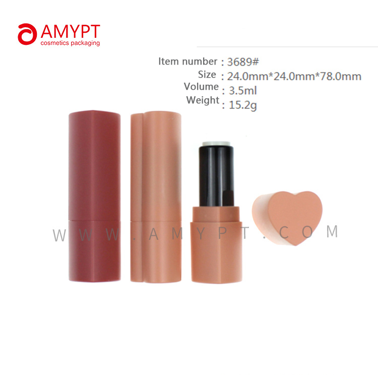 บรรจุภัณฑ์ลิปสติกเปล่ารูปหัวใจ Matte บรรจุภัณฑ์เครื่องสำอางโรแมนติก 