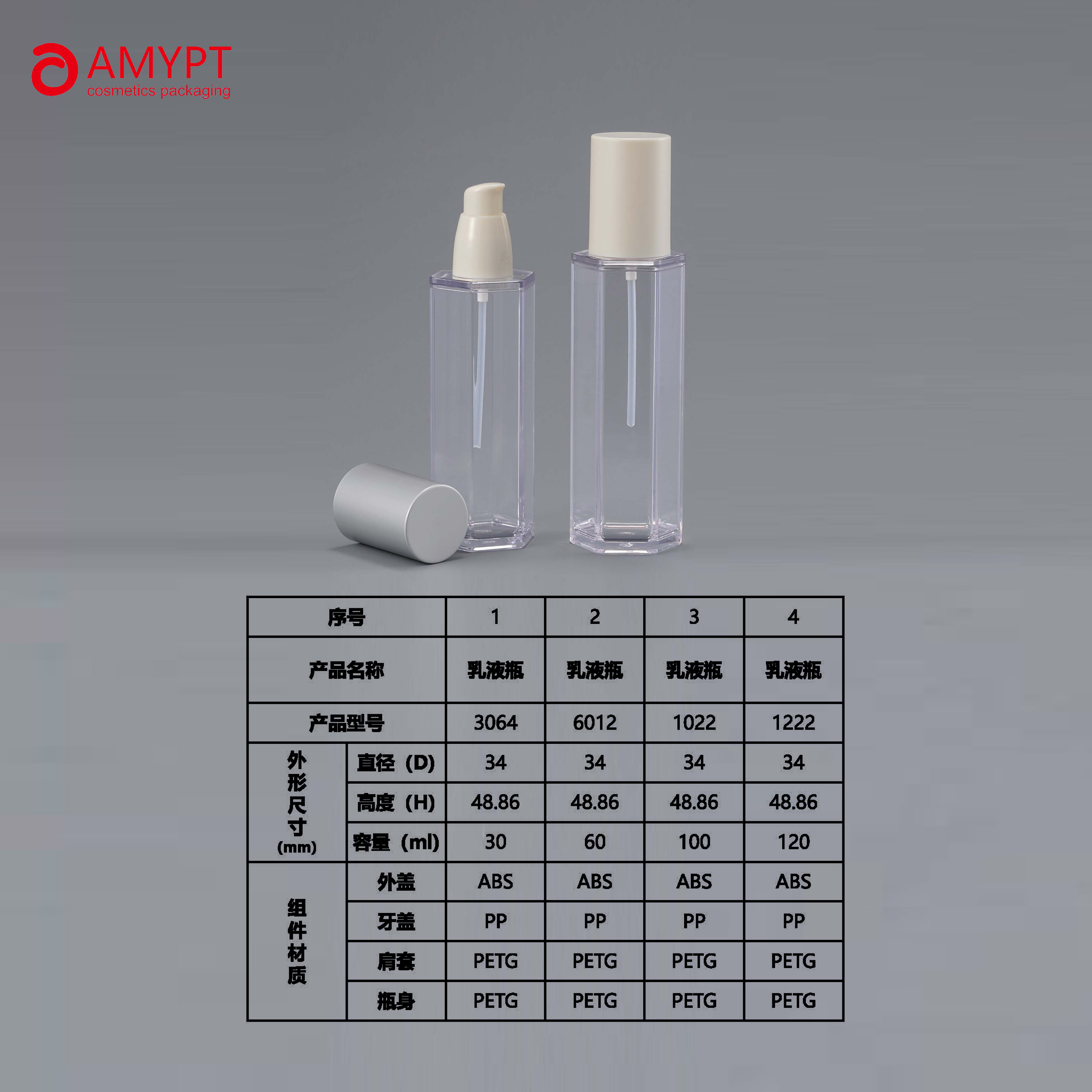 ขวดสเปรย์ PETG ใสเครื่องสำอาง